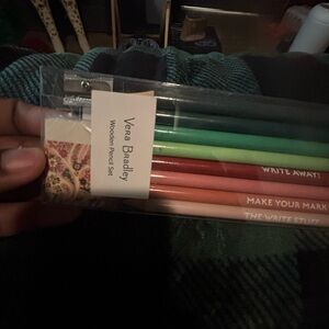 Vera Bradley Pencil Set - Green, Red, Pink